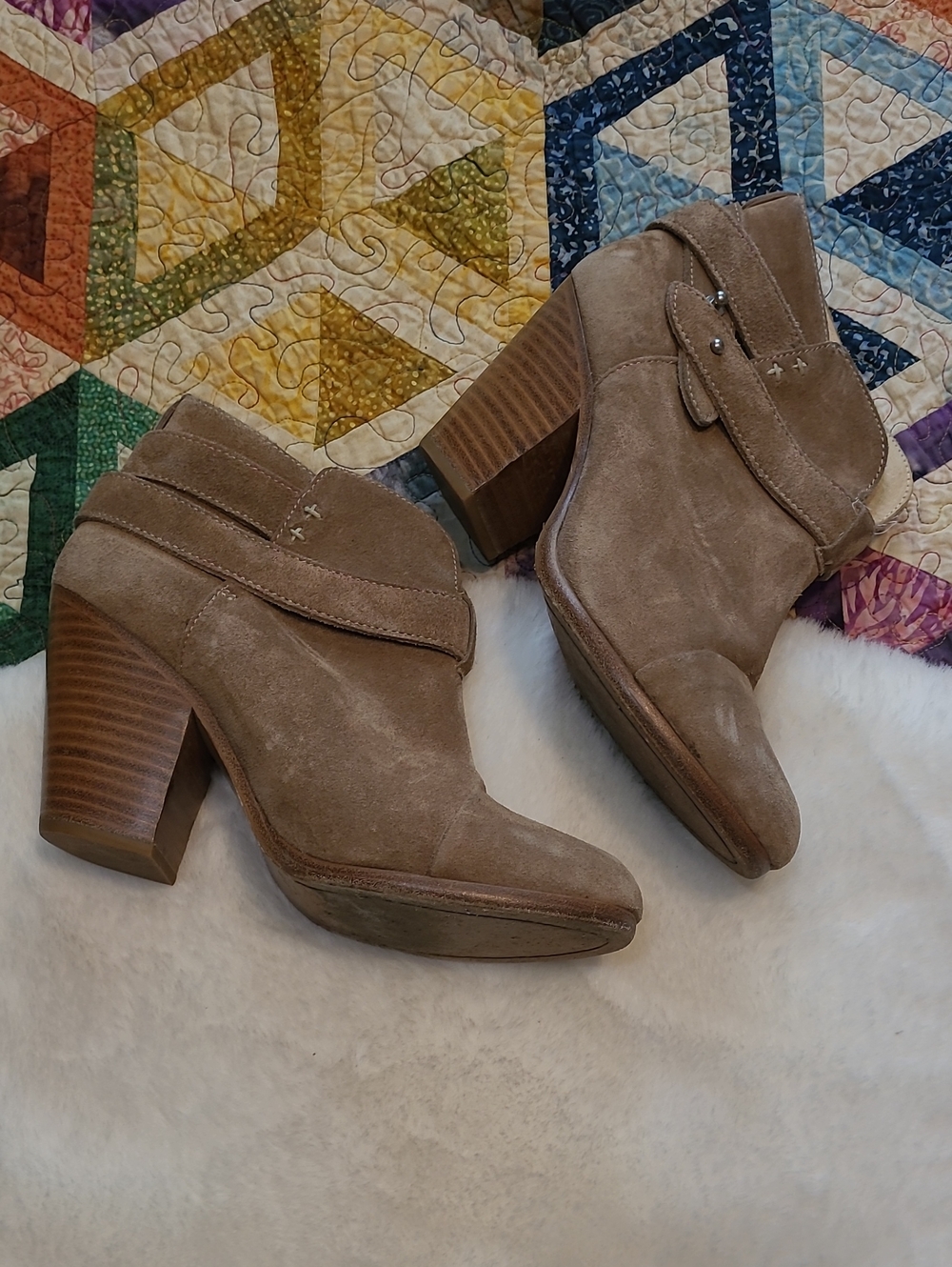 Rag & Bone Harrow Supple Camel Leather Chunky Ankle Booties 36.5